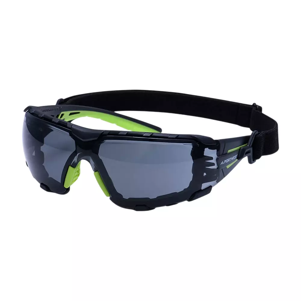 Portwest Safety Glasses Smoke Regular Fit Polycarbonate for Industrial Use, PS28SKR