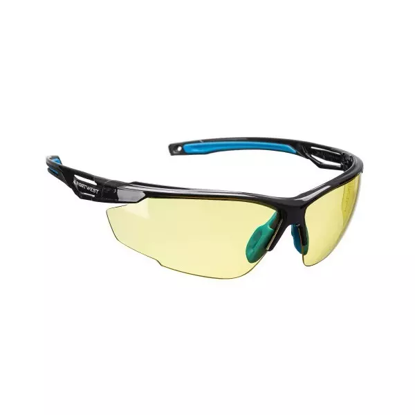 Portwest Safety Glasses Amber Semi Rim Polycarbonate for Industrial Use, PS37AMR