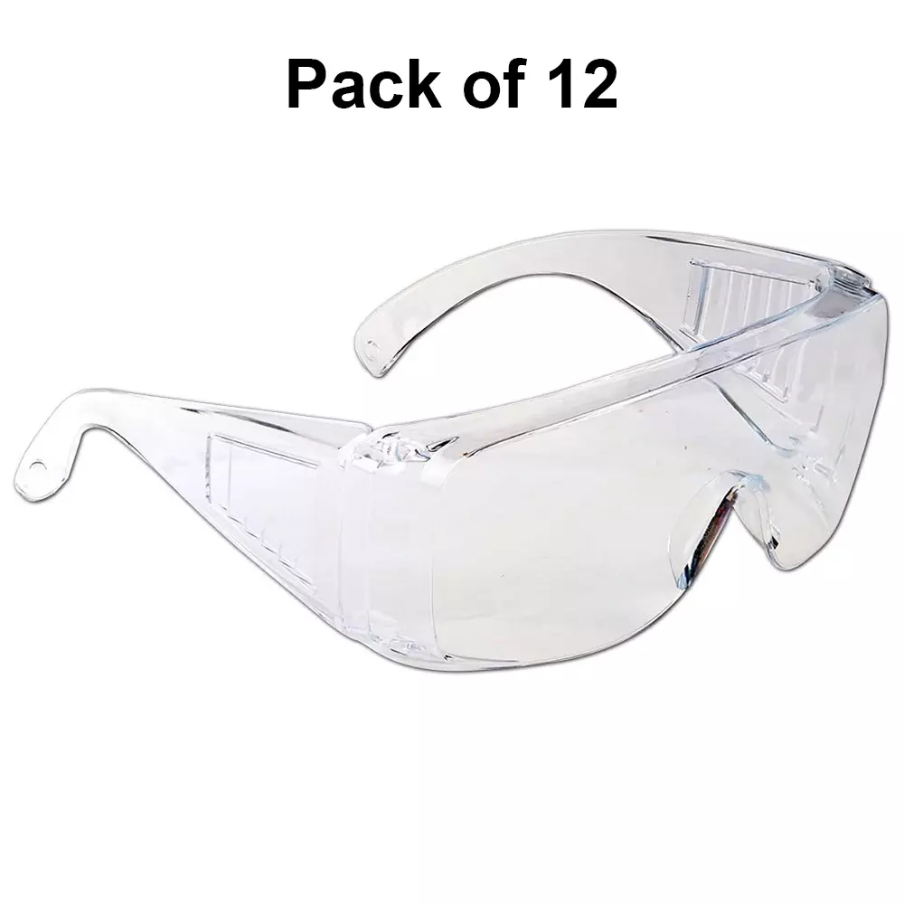 The Mask Lab Safety Goggle Overspec Hardcoated Semi Rim Transparent, EF-60 (Pack of 12 Pcs)
