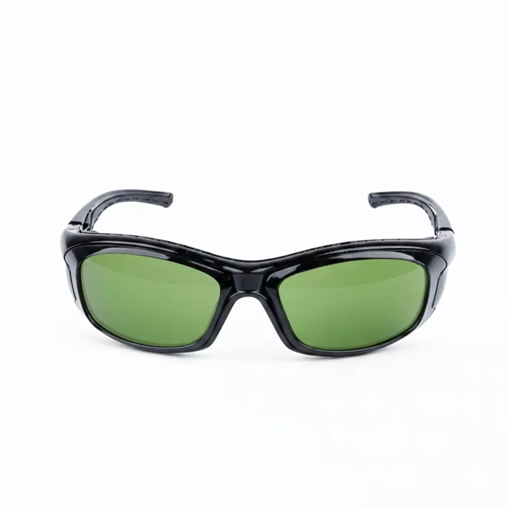 Mallcom Altair Safety Goggles Anti-Fog Polycarbonate Black Frame Green Lens with Removable Eyebrow Protector
