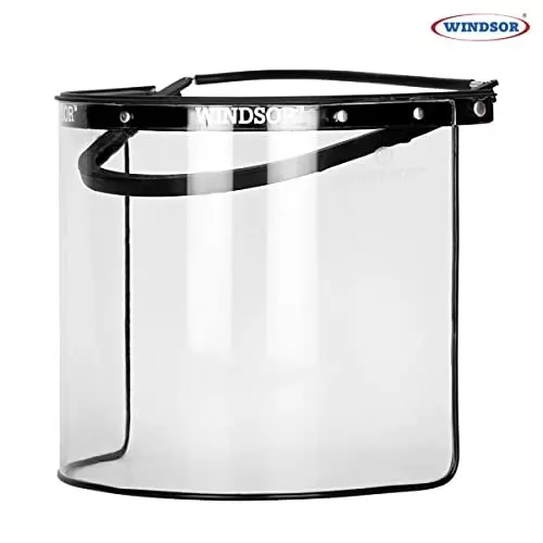 Windsor Spring Loaded Face Shield 6x12 inch Size Pull-On Black (Pack of 2)