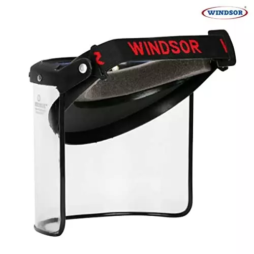 Windsor B Type Face Shield 6x12 Inch Size Pull-On Black, PII-505-Elastic (Pack of 2)