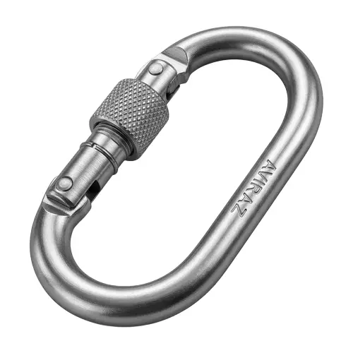 AVIRAZ Screw Lock Carabiner Heavy Duty Alloy Steel Safety Connector 18 mm Gate Opening Silver Color