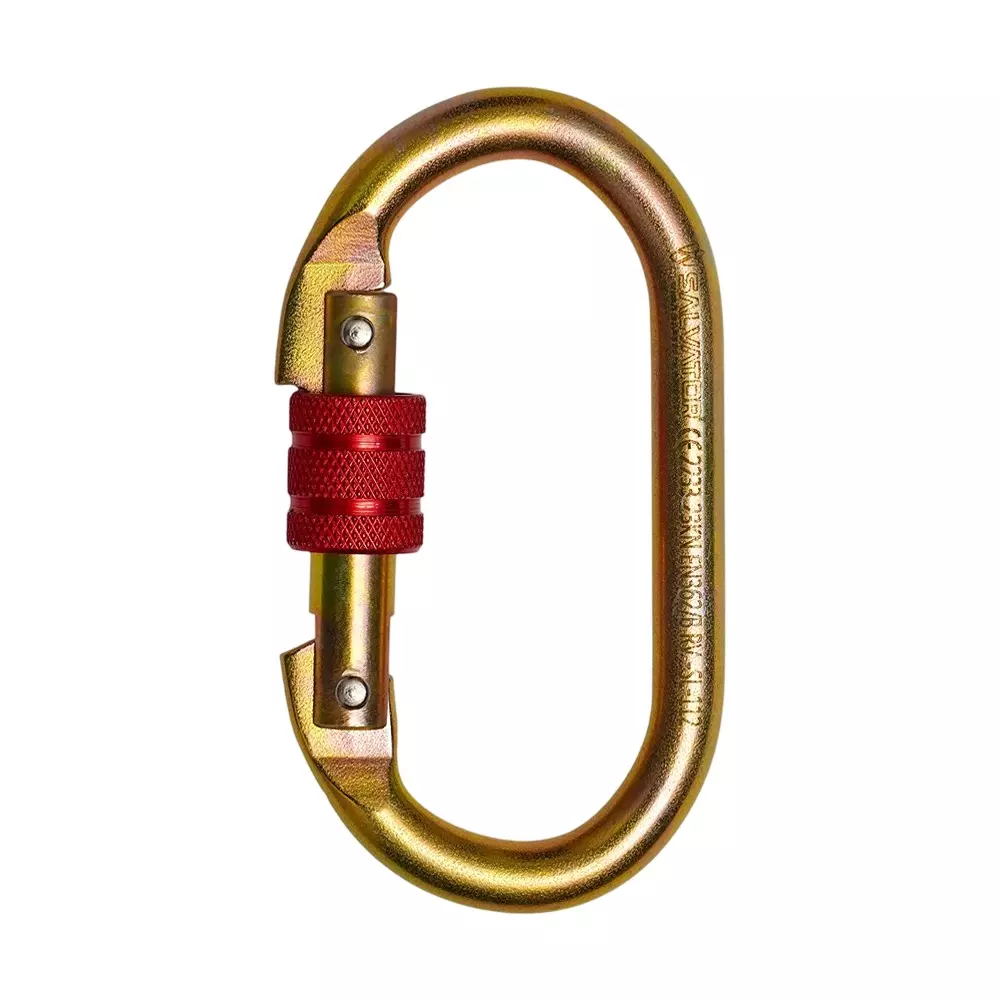 Aegiscode Screw Locking Steel Karabiner 18 mm Gate Opening Alloy Steel Silver / Golden Yellow Galvanized Finish, RV-SL-112
