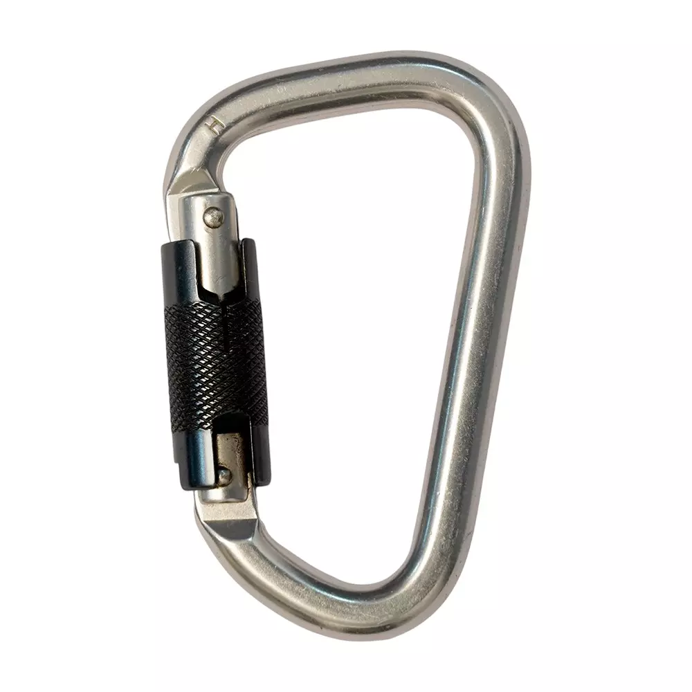 Aegiscode Quarter Turn Locking Steel Karabiner 22 mm Gate Opening Alloy Steel Silver / Golden Yellow Galvanized Finish, RV-QTL-113