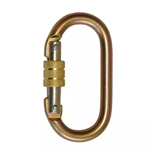 AVIRAZ Screw Lock Carabiner Heavy Duty Alloy Steel Safety Connector 17 mm Gate Opening Golden Color