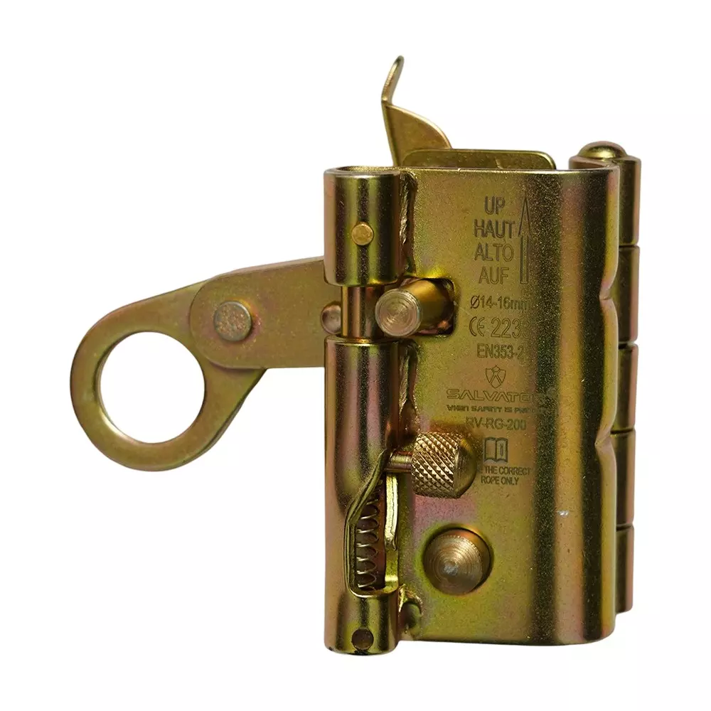 Aegiscode Rope Grab Fall Arrester Alloy Steel Sliding with Instant Lock on Fall Locking for 14 & 16 mm Rope, RV-RG-200