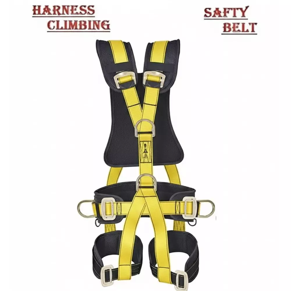 CHANDOKS Full Body Safety Harness Belt Polyester Free Size Black & Yellow for Fall Protection
