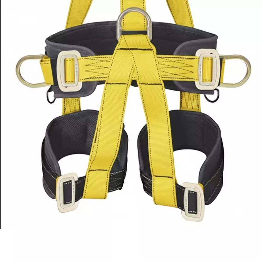 CHANDOKS Full Body Safety Harness Belt Polyester Free Size Black & Yellow for Fall Protection
