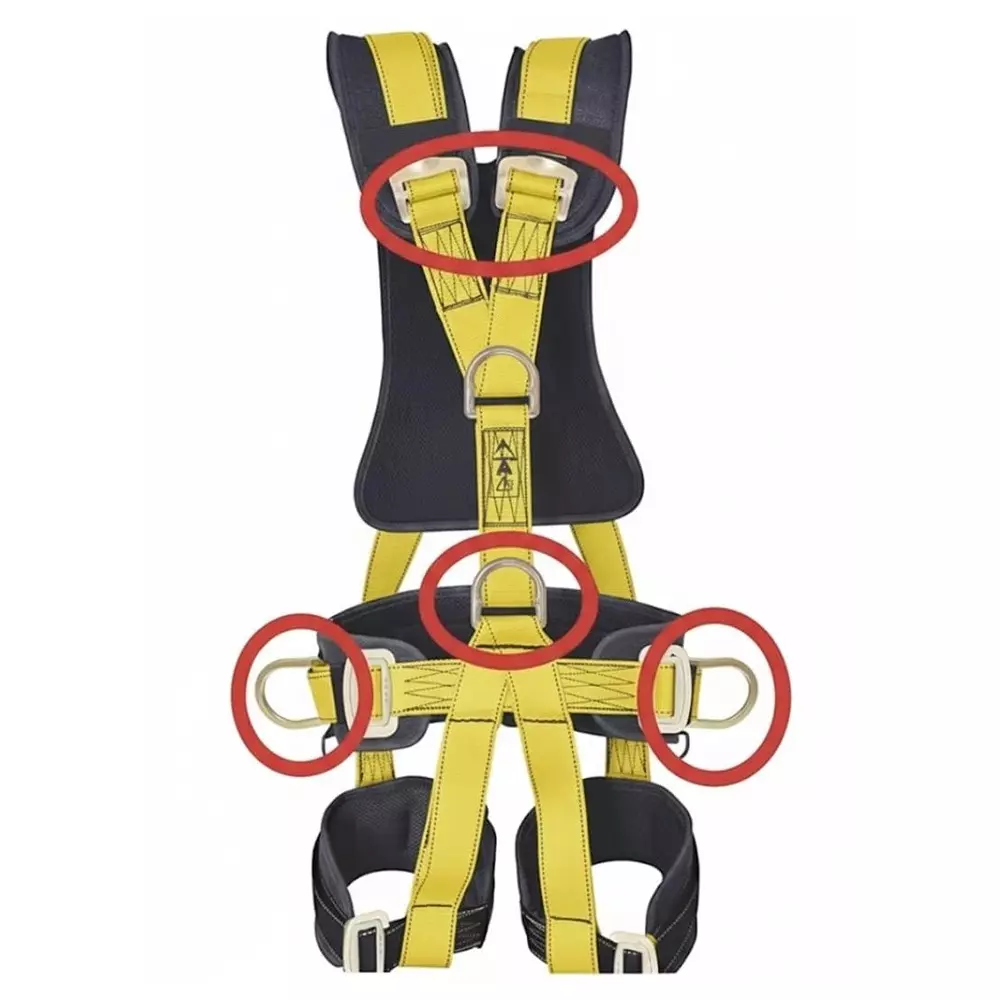 CHANDOKS Full Body Safety Harness Belt Polyester Free Size Black & Yellow for Fall Protection
