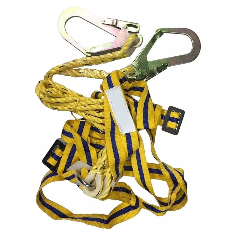 GENERIC Safety Harness Yellow Nylon Male Free Size Single Hook 75 Kg Load Capacity for Construction & Industrial Area, BSH-052