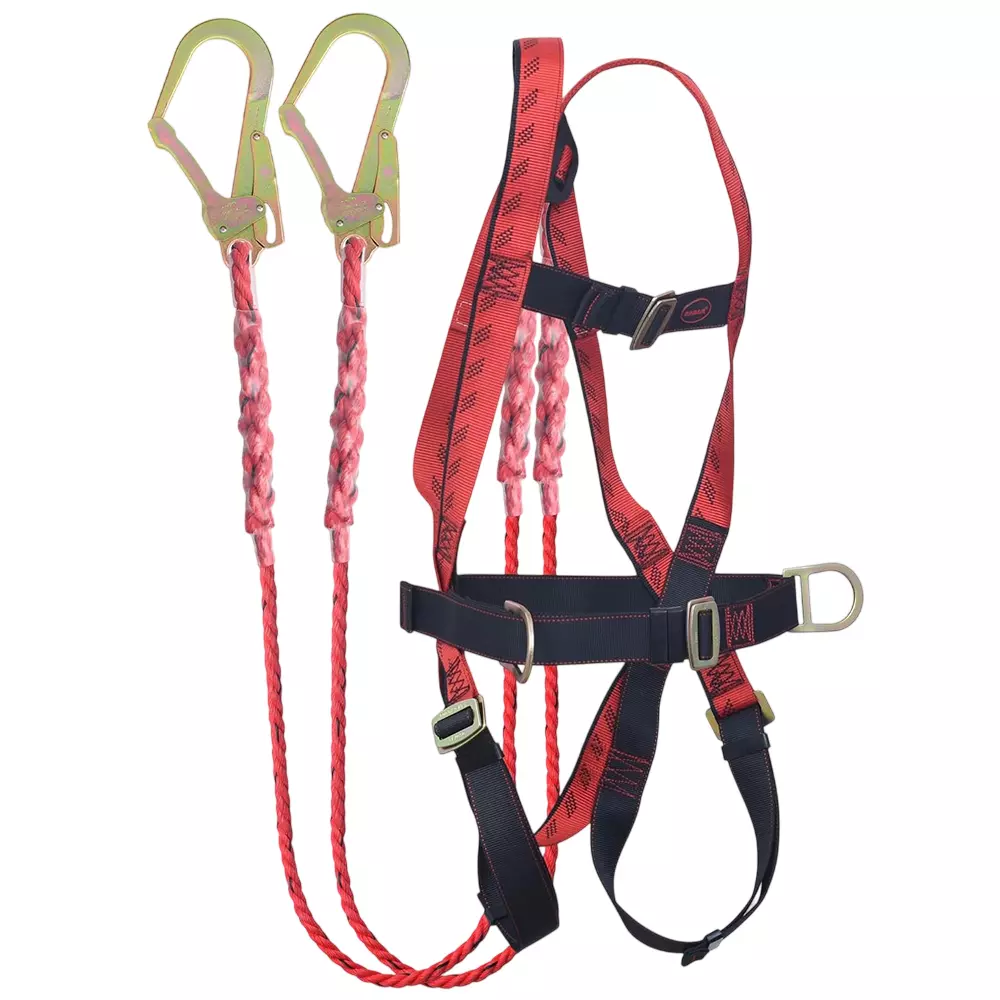 CHANDOK Safety Belt Harness With Waist Belt Polyester Light Weight Regular Fit Black & Red Color Suitable for Construction