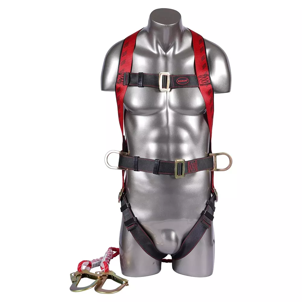 chandok-safety-belt-harness-with-waist-belt-polyester-light-weight-regular-fit-black-red-color-suitable-for-construction