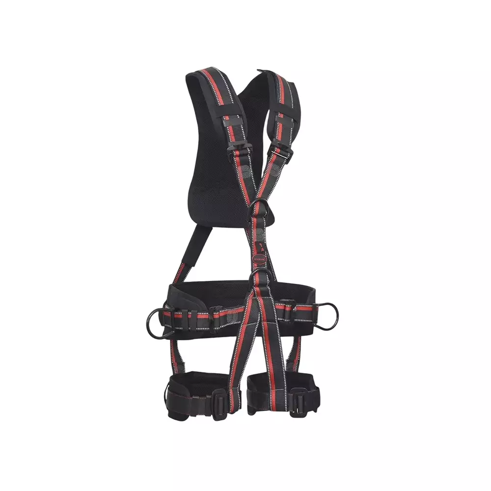 Karam Rhino Harness Free Size Polyester Black Shoulder & Thigh for Fall Arrest, Work Positioning, Rope Access, Rescue Industrial Use, PN56