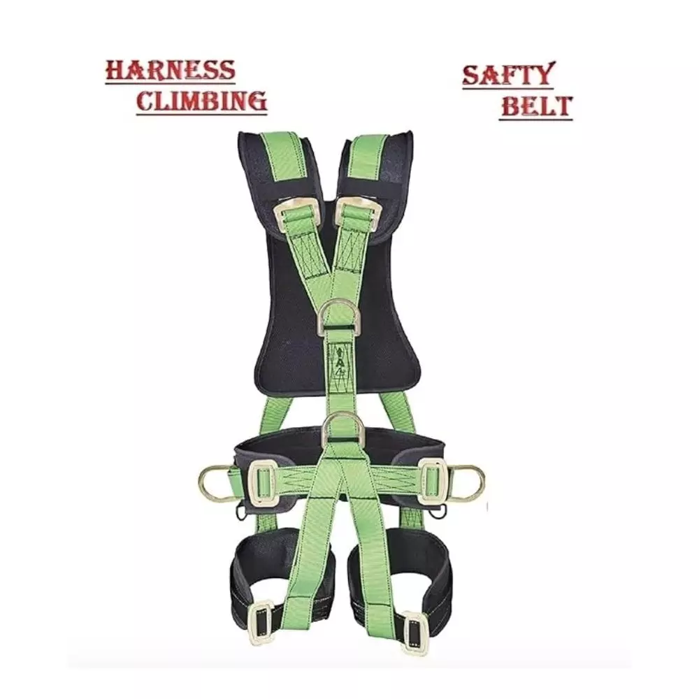 CHANDOKS Full Body Safety Harness Belt Nylon & Polyester Black & Light Green for Fall Protection