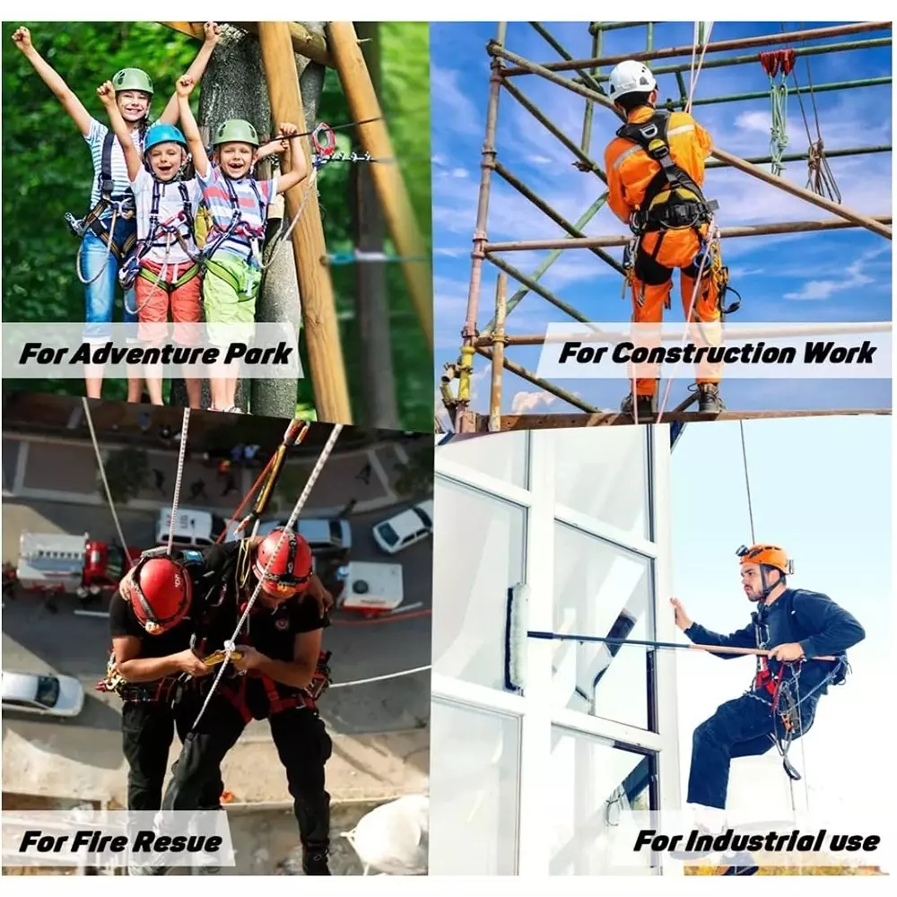 CHANDOKS Full Body Safety Harness Belt Nylon & Polyester Black & Light Green for Fall Protection