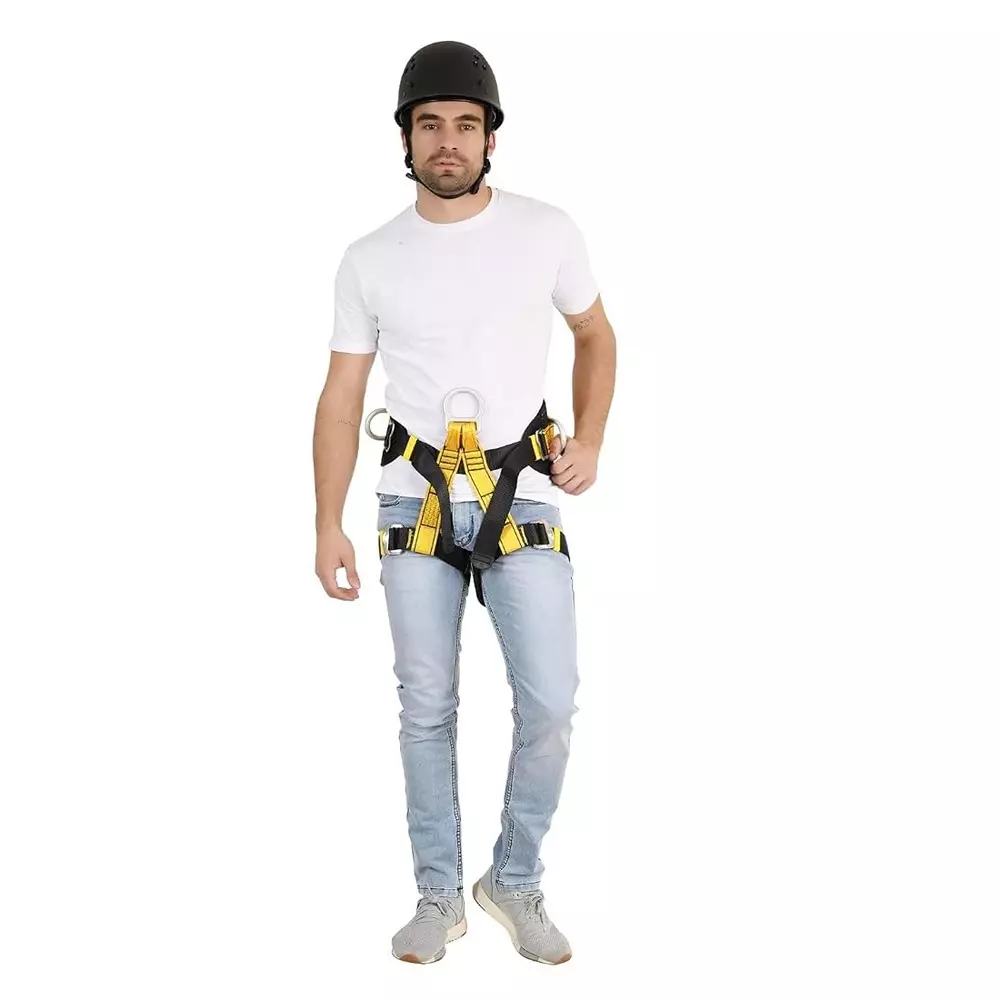 CHANDOKS Adjustable Half Body Safety Harness Belt Polyester Yellow & Black for Fall Protection, (2)