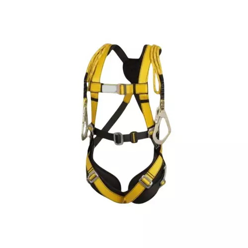 Safetymust Premium Safety Harness With Double Hook Lanyard Full Body Free Size Polyester & Steel for Industrial & Construction Area Use, SH-1017