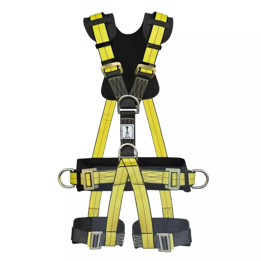 CHANDOKS Full Body Harness Belt Polyester Free Size Black & Yellow for Fall Protection