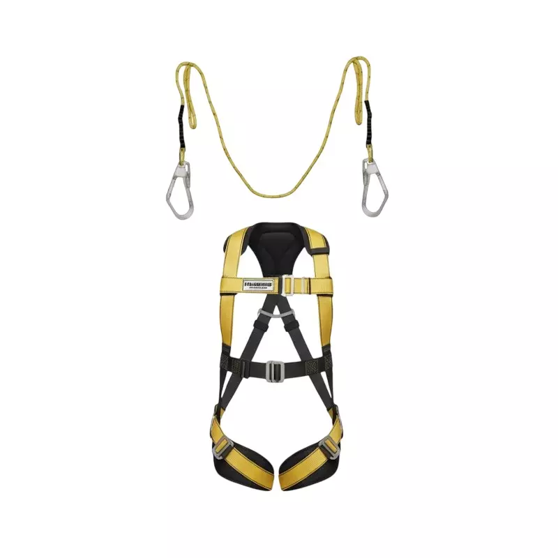 Safetysfs Premium Safety Harness With Double Hook Lanyard Full Body Free Size Polyester & Steel for Industrial & Construction Area Use, SH-1035