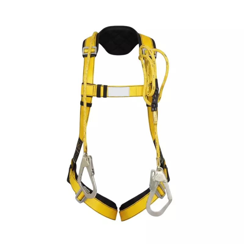 Safetymust Premium Safety Harness With Double Hook Lanyard Full Body Free Size Polyester & Steel for Industrial & Construction Area Use, SH-1002