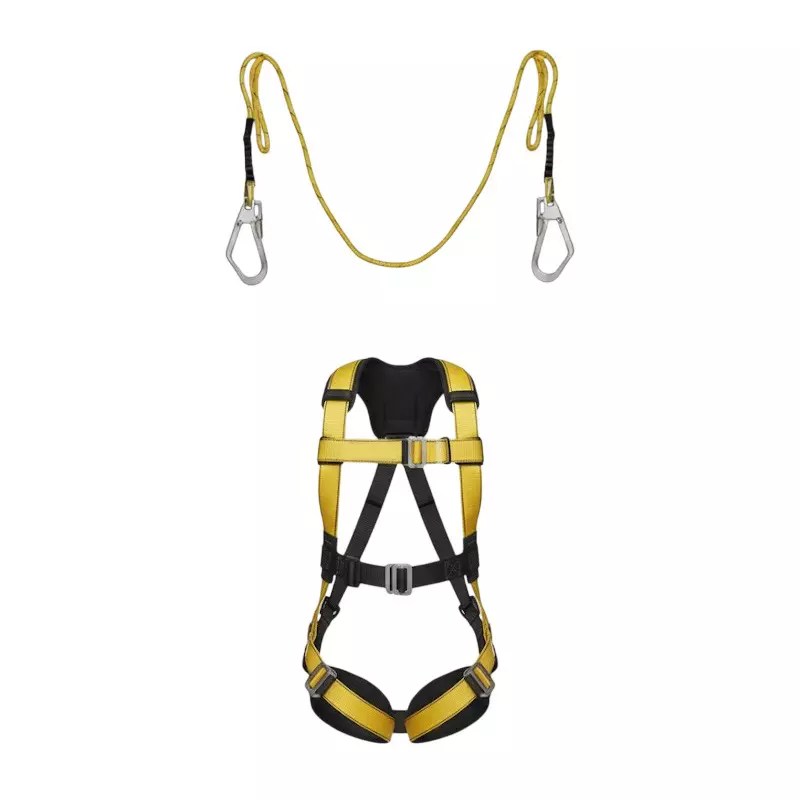 Safetymust Premium Safety Harness With Double Hook Lanyard Full Body Free Size Polyester & Steel for Industrial & Construction Area Use, SH-1006