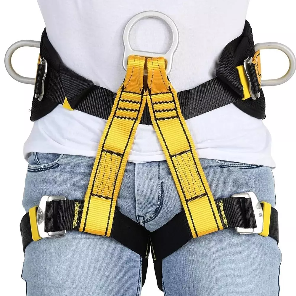 generic-half-body-safety-harness-belt-polyester-front-d-ring-two-side-d-rings-75-125-cm-waist-size-yellow-black-5q-hg0w-mx3q-5-pcs