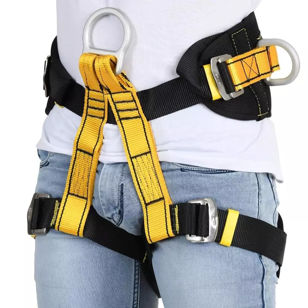 generic-half-body-safety-harness-belt-polyester-front-d-ring-two-side-d-rings-75-125-cm-waist-size-yellow-black-5q-hg0w-mx3q-5-pcs