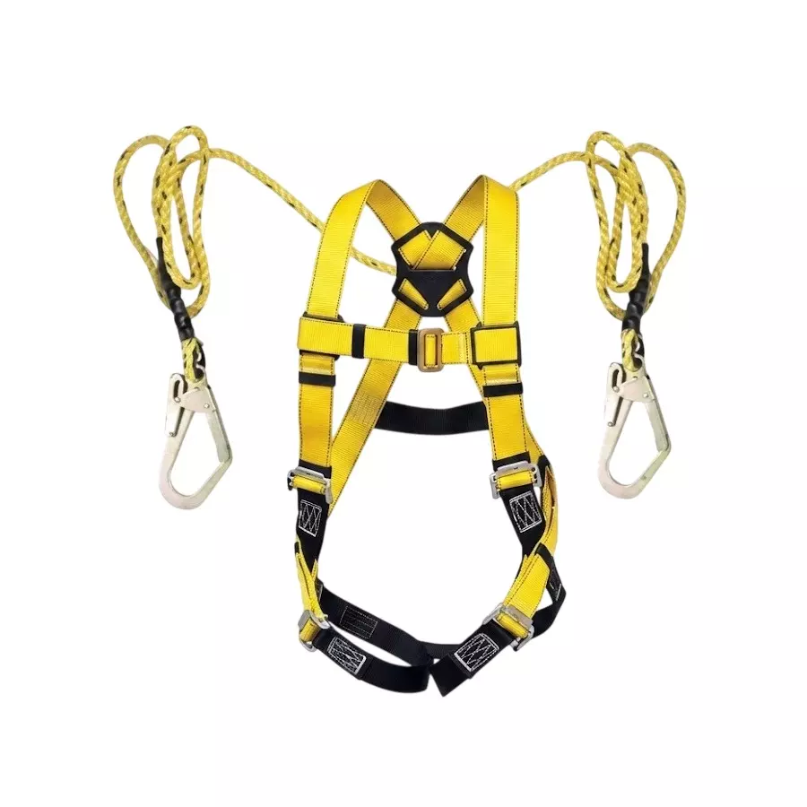 GENERIC Full Body Scaffolding Hook Safety Belt Harness Nylon Yellow & Black Free Size