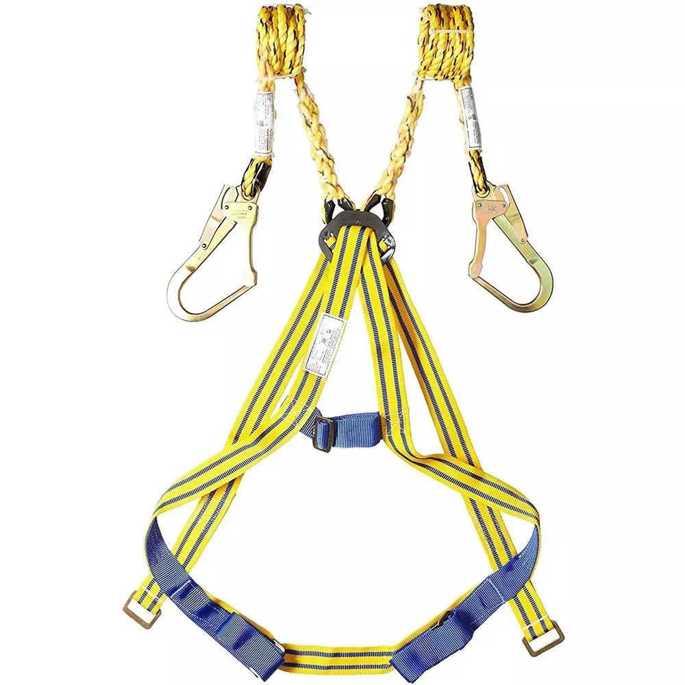 MNU Nice Full Body Safety Harness Belt With Double Scoffold Hook And 2 meter Lanyard Free Size (Pack of 5)