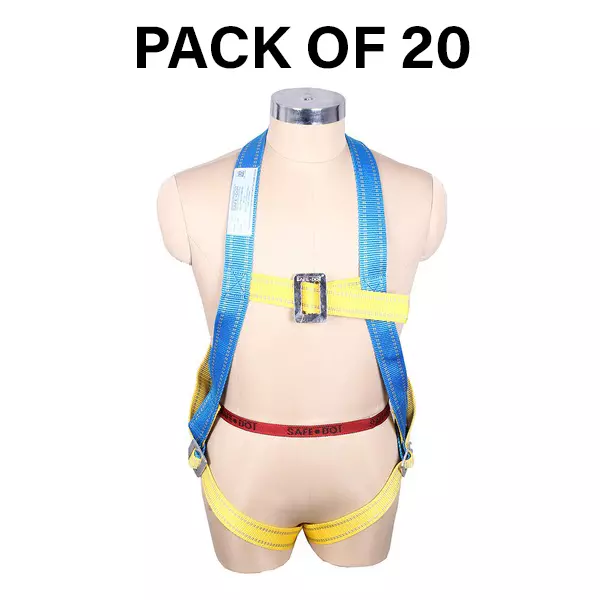 Safe Dot Simple Hook Single Rope Body Harness Polypropylene Yellow & Blue 800 g for Tree Climbing and Trimming Use, (Pack of 20 Pcs)