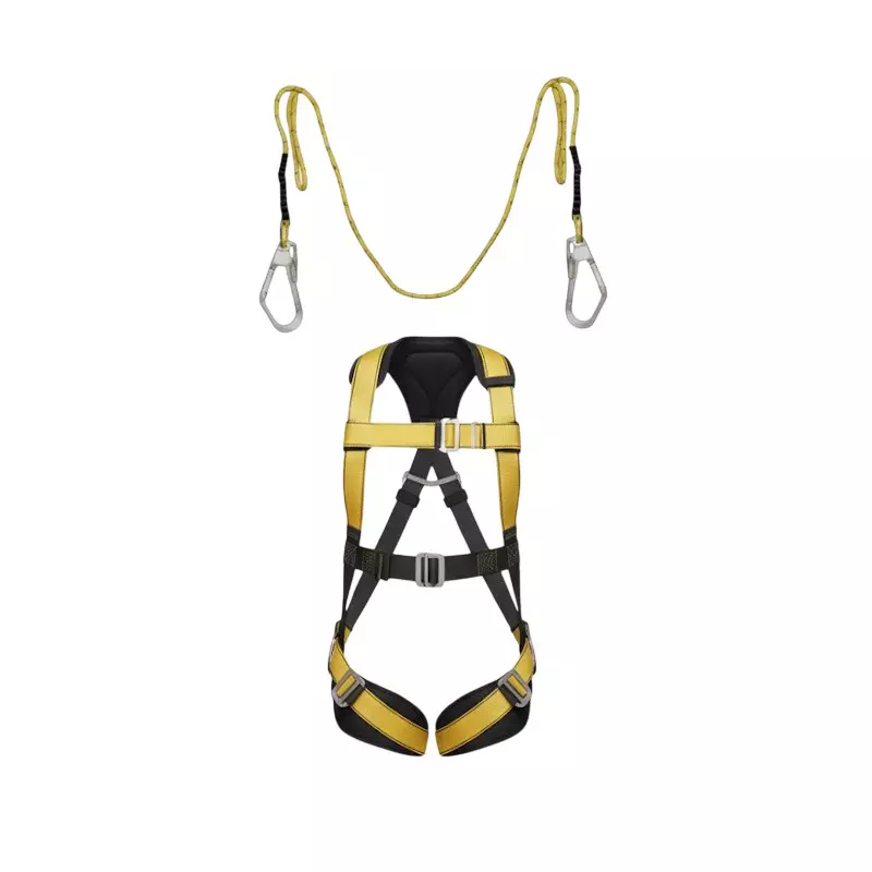 Safetymust Premium Safety Harness With Double Hook Lanyard Full Body Free Size Polyester & Steel for Industrial & Construction Area Use, SH-1001
