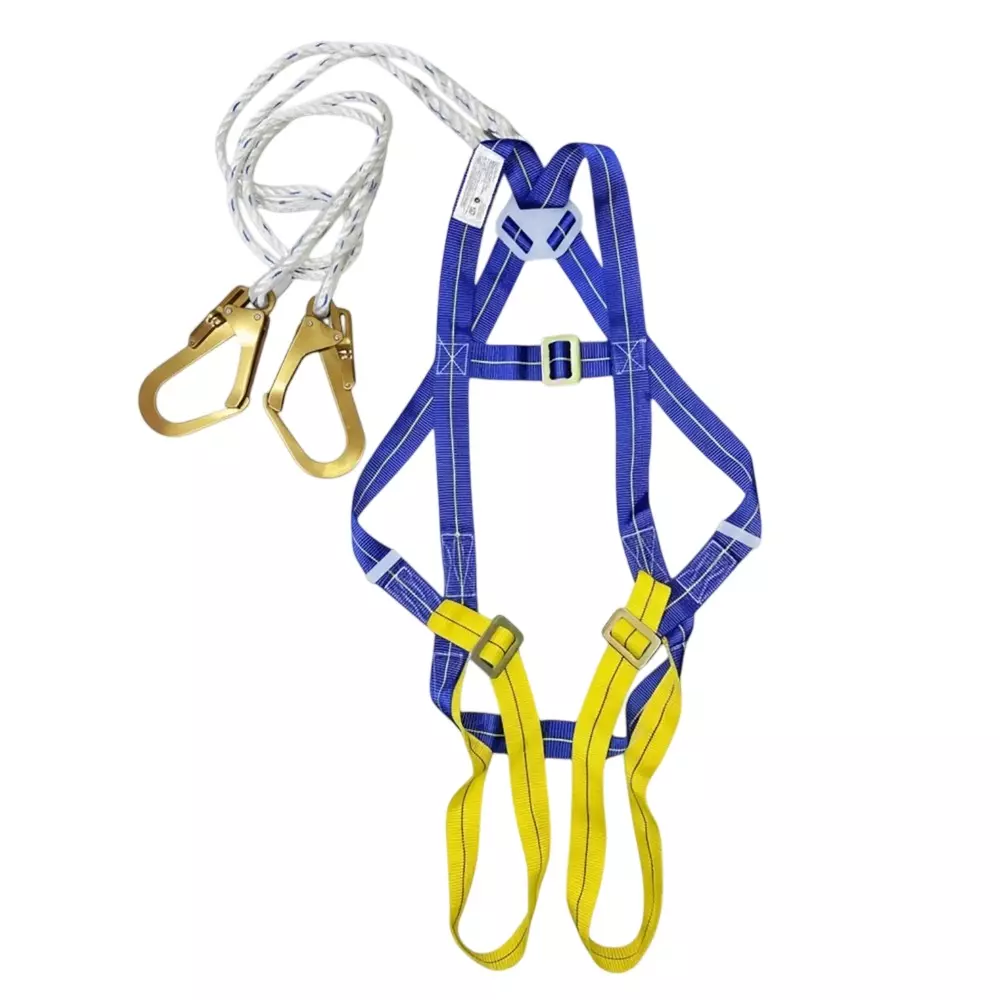 Sicuro Safety Harness Belt with Double Hooks Blue and Yellow Free Size for Construction