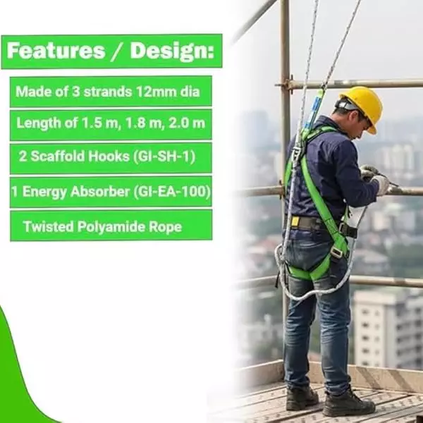 generic-full-body-safety-harness-with-lanyard-polyester-green-black-free-size-for-construction-industrial-area-use