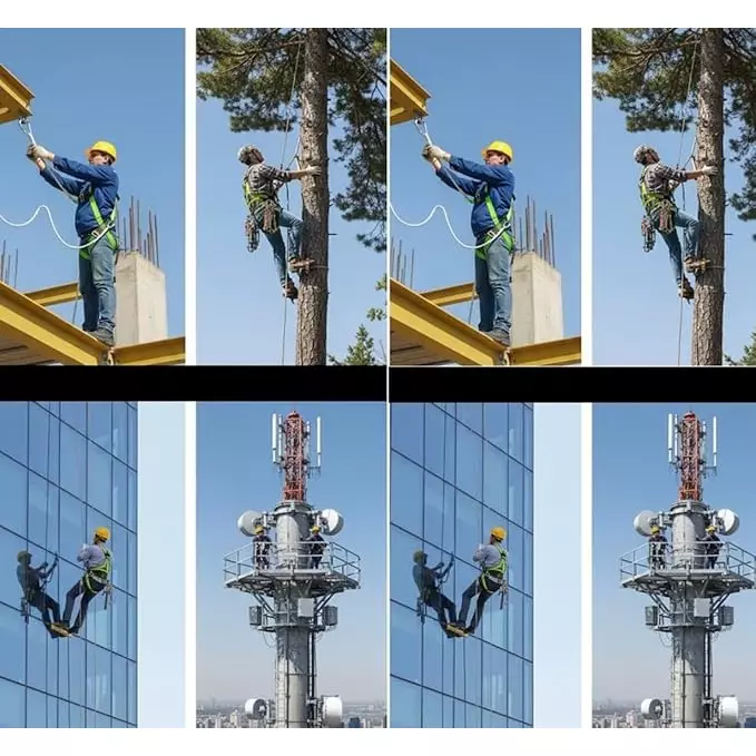 generic-full-body-safety-harness-with-lanyard-polyester-green-black-free-size-for-construction-industrial-area-use