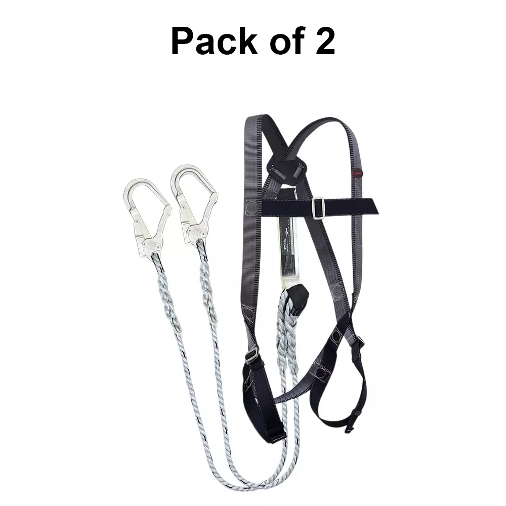 karam-harness-with-lanyard-kit-free-size-polyester-adjustable-chest-and-thigh-straps-for-fall-arrest-industrial-use-ki01-with-pn351-pack-of-2-kit
