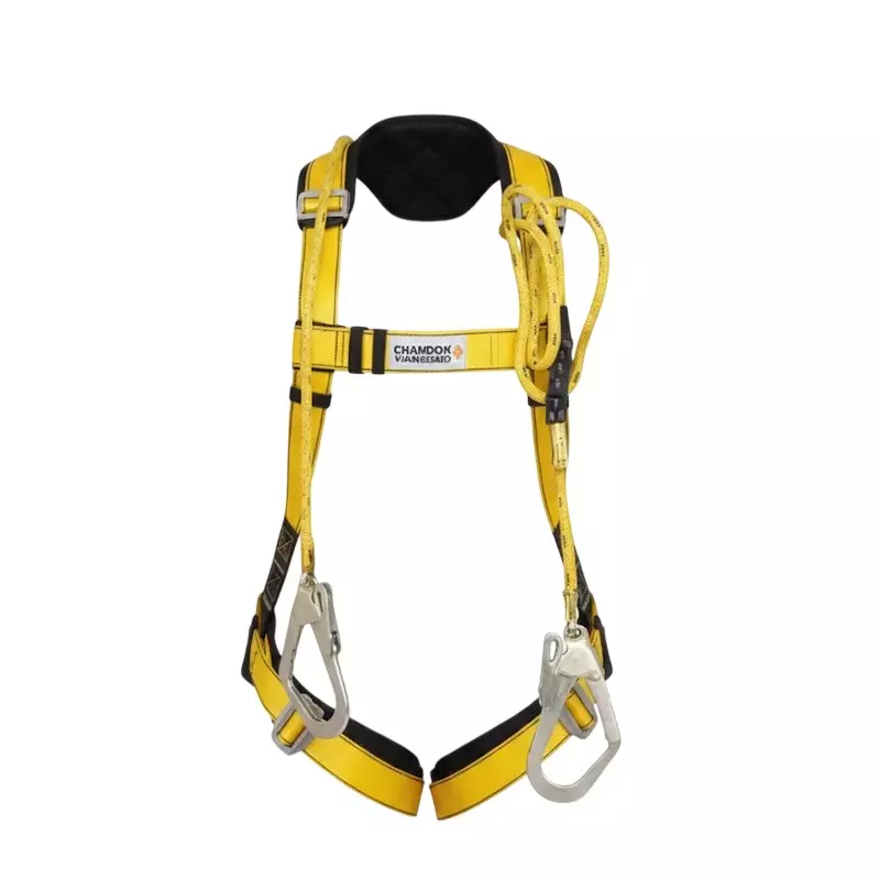 Safetysfs Premium Safety Harness With Double Hook Lanyard Full Body Free Size Polyester & Steel for Industrial & Construction Area Use, SH-1029