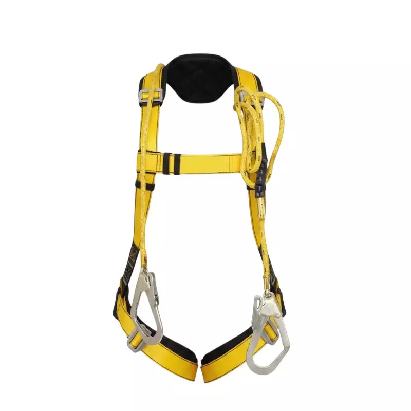 Safetymust Premium Safety Harness With Double Hook Lanyard Full Body Free Size Polyester & Steel for Industrial & Construction Area Use, SH-1032