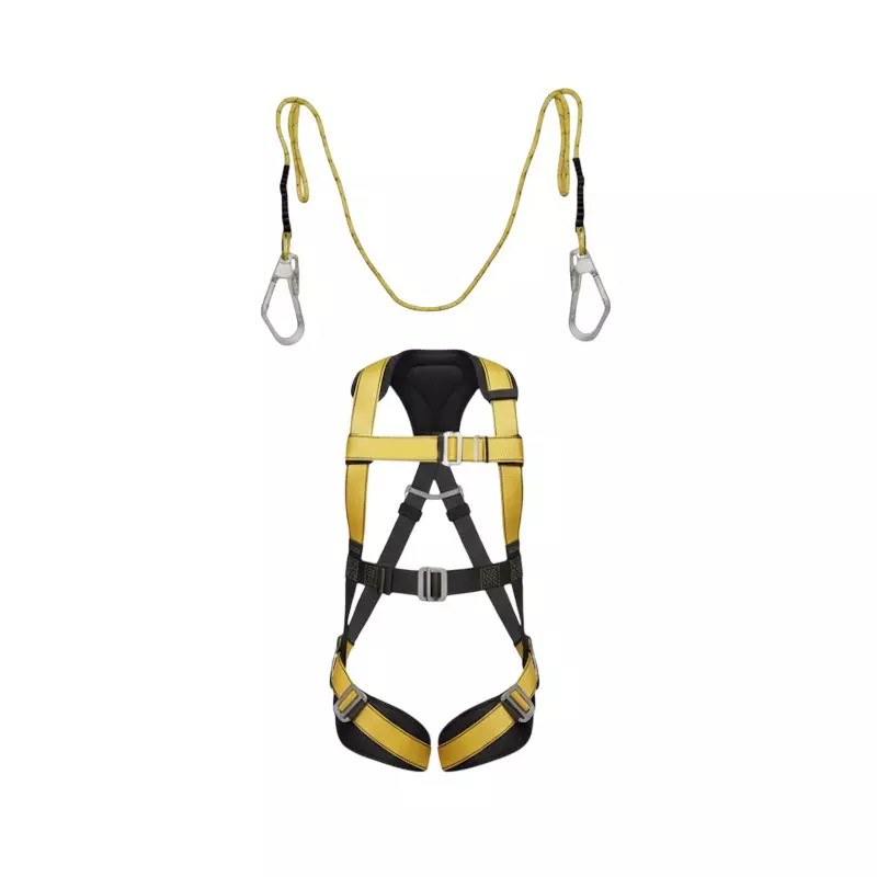 Safetymust Premium Safety Harness With Double Hook Lanyard Full Body Free Size Polyester & Steel for Industrial & Construction Area Use, SH-1035