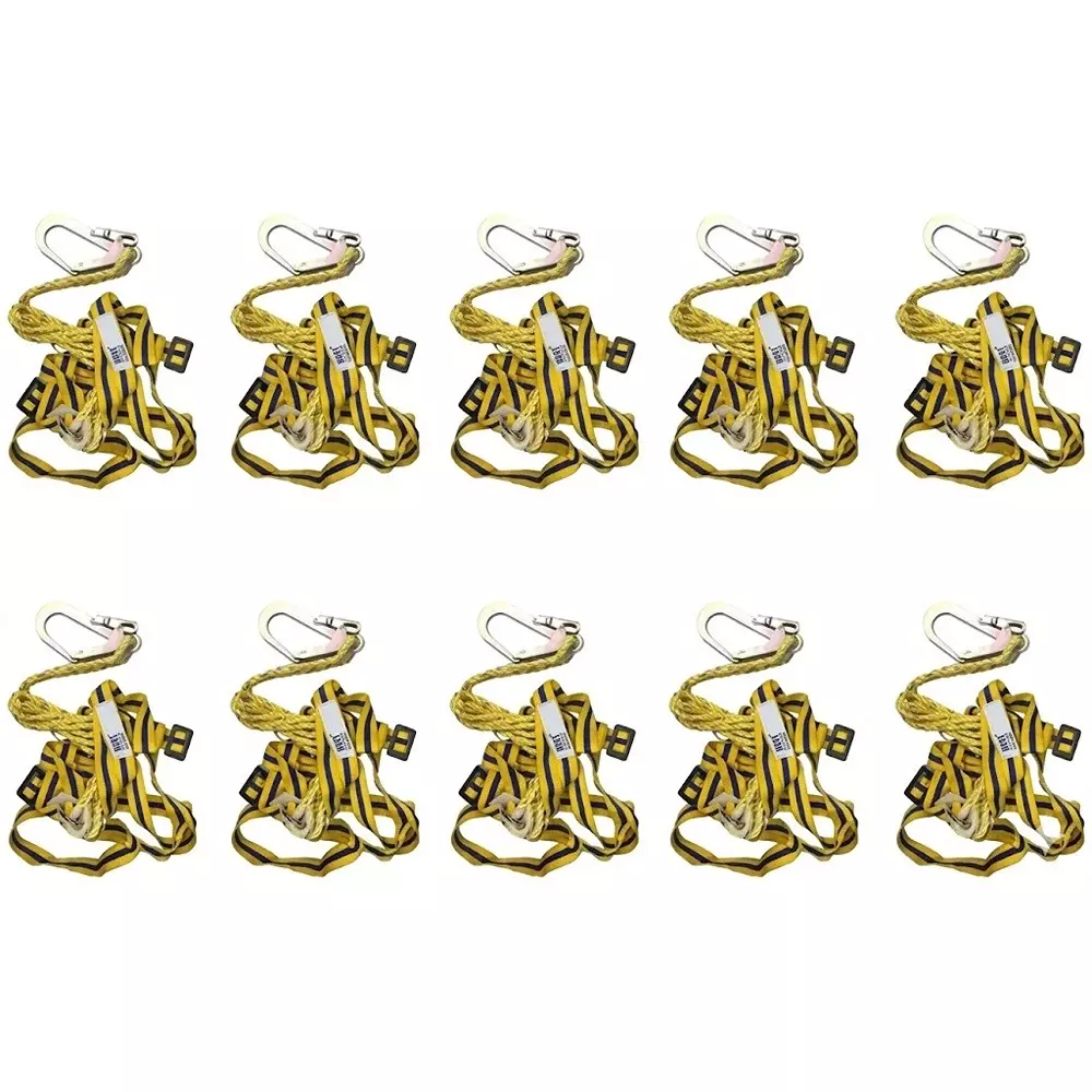bhi-full-body-safety-harness-scaffolding-single-hook-polyster-yellow-free-size-100-kg-load-capacity-for-industrial-construction-area-use-pack-of-10-pcs