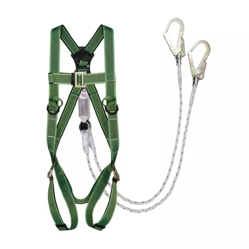 Udyogi Safety Harness Polypropylene Rope Lanyard One Dorsal D-Ring for Fall Arrest Green, ECO4SHA60