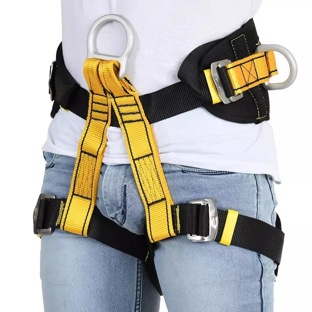 CHANDOKS Adjustable Half Body Safety Harness Belt Polyester Yellow & Black for Fall Protection, (4)