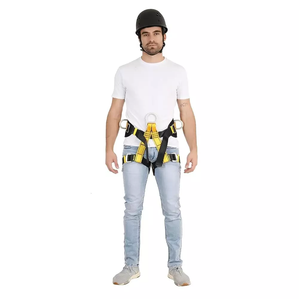 generic-half-body-safety-harness-belt-polyester-front-d-ring-two-side-d-rings-75-125-cm-waist-size-yellow-black-xe-vzci-tx1z-1-pcs