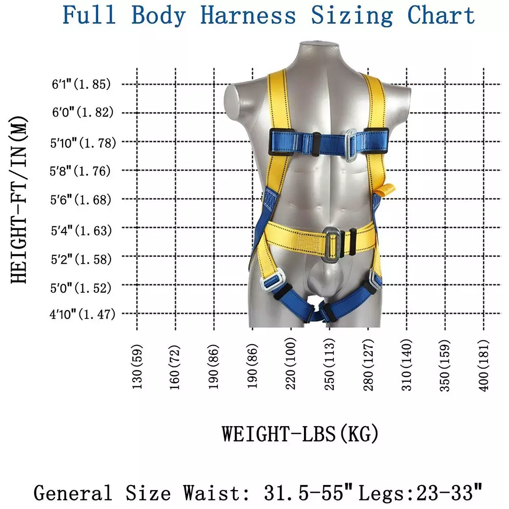 Safe Dot Double Rope Scaffold Hook Body Harness Polypropylene Yellow & Blue 802 g for Tree Climbing and Trimming Use, (Pack of 5 Pcs)