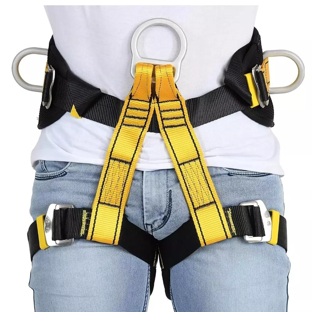 CHANDOKS Adjustable Half Body Safety Harness Belt Polyester Yellow & Black for Fall Protection, (1)