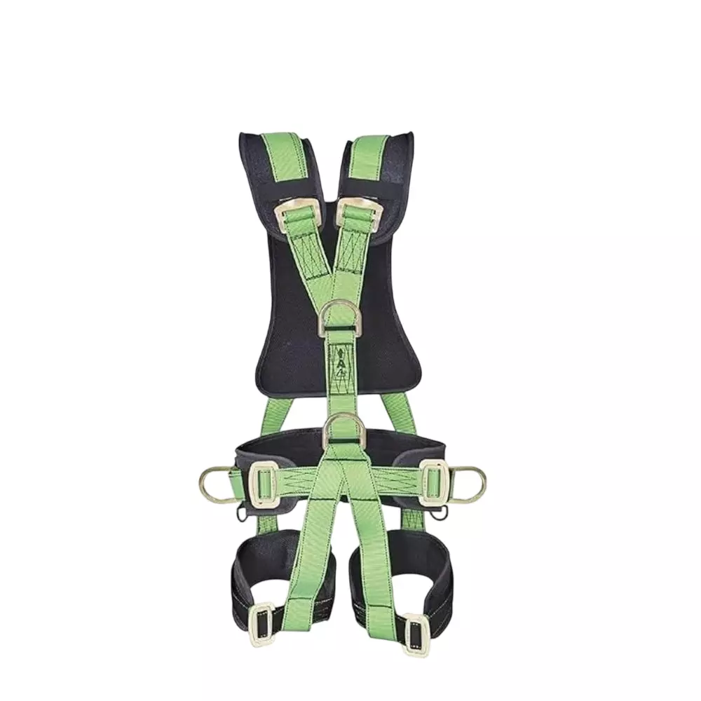 CHANDOKS Full Body Extra Power Unisex Safety Harness Belt Polyester Black & Light Green for Fall Protection, (Full Body-5) (3)