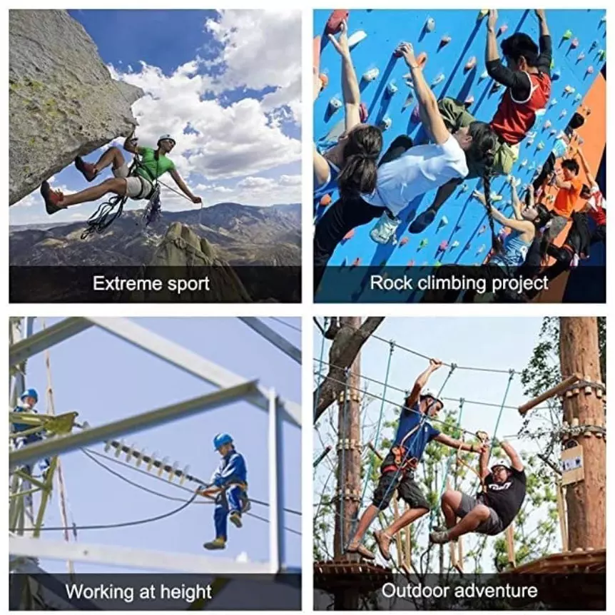 CHANDOKS Full Body Extra Power Unisex Safety Harness Belt Polyester Black & Light Green for Fall Protection, (Full Body-5) (3)