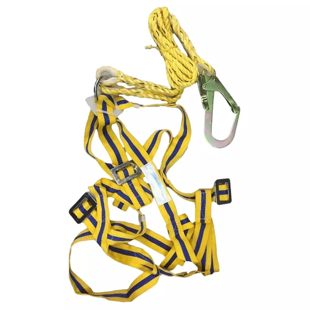 GENERIC Full Body Safety Belt Harness Yellow Nylon Unisex Free Size Single Hook 100 Kg Load Capacity for Construction & Industrial Area