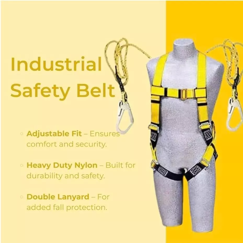 generic-full-body-scaffolding-hook-safety-harness-with-double-lanyard-alloy-steel-nylon-rope-polyester-yellow-black-free-size