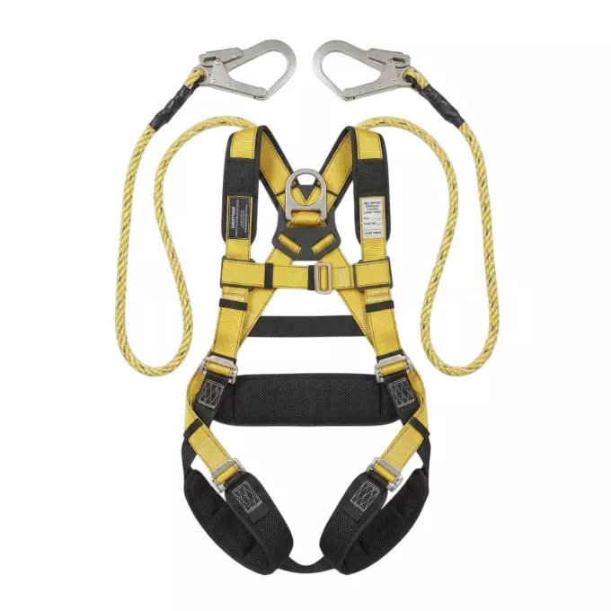 MNU King Full Body Safety Harness Belt With Double Scoffold Hook And Lanyard Free Size